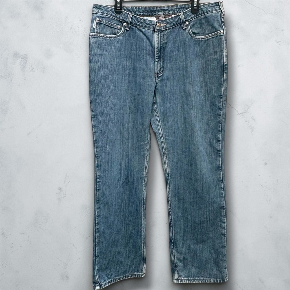 Carhartt Mens Flannel Lined Straight Leg Denim Jeans Medium Wash Workwear